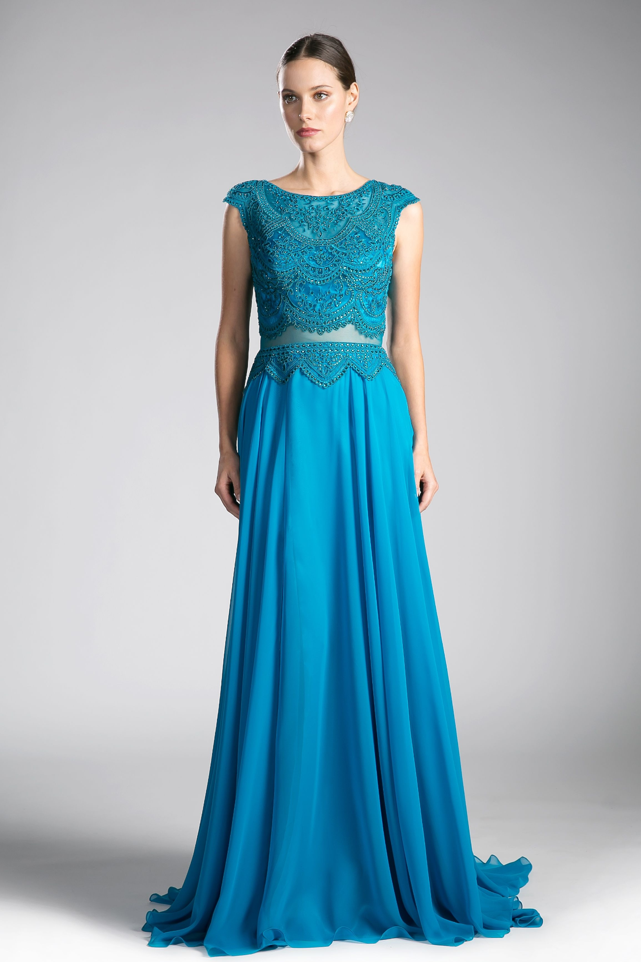 Beaded Lace Chiffon Dress-6