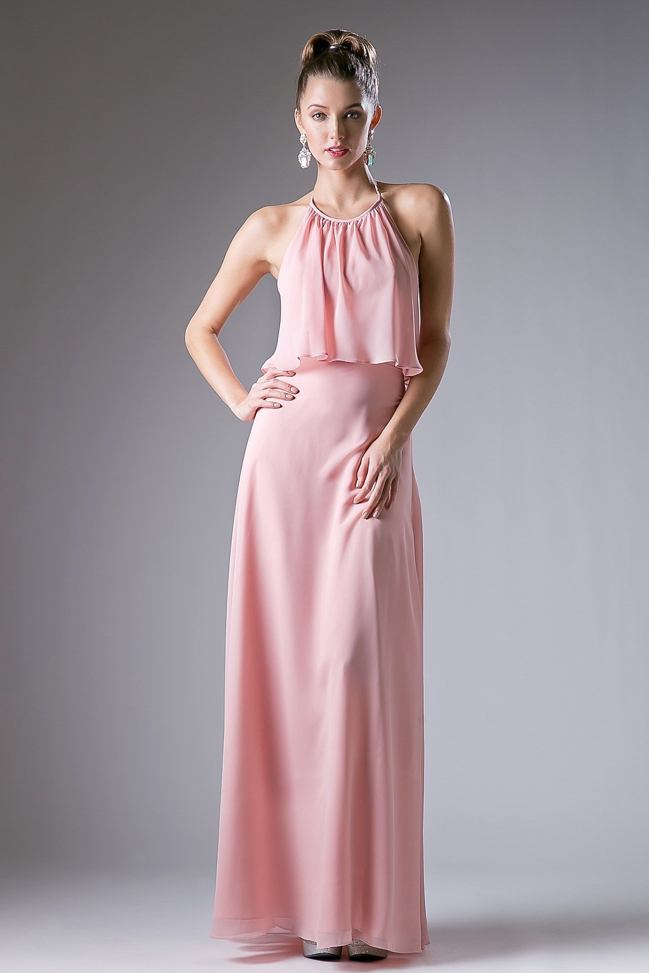 Long Halter Chiffon Dress-2