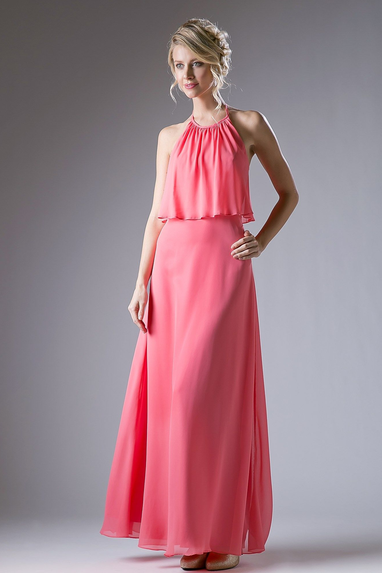 Long Halter Chiffon Dress-1