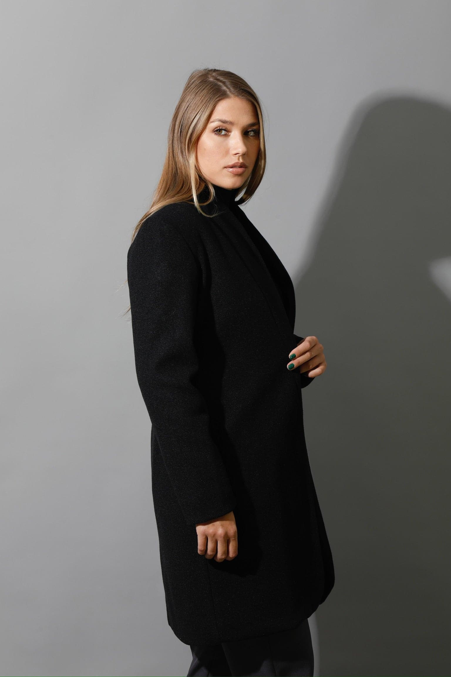 Woolen Short Coat - Black-1