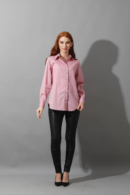 Button Up Basic Shirt - Pink-1