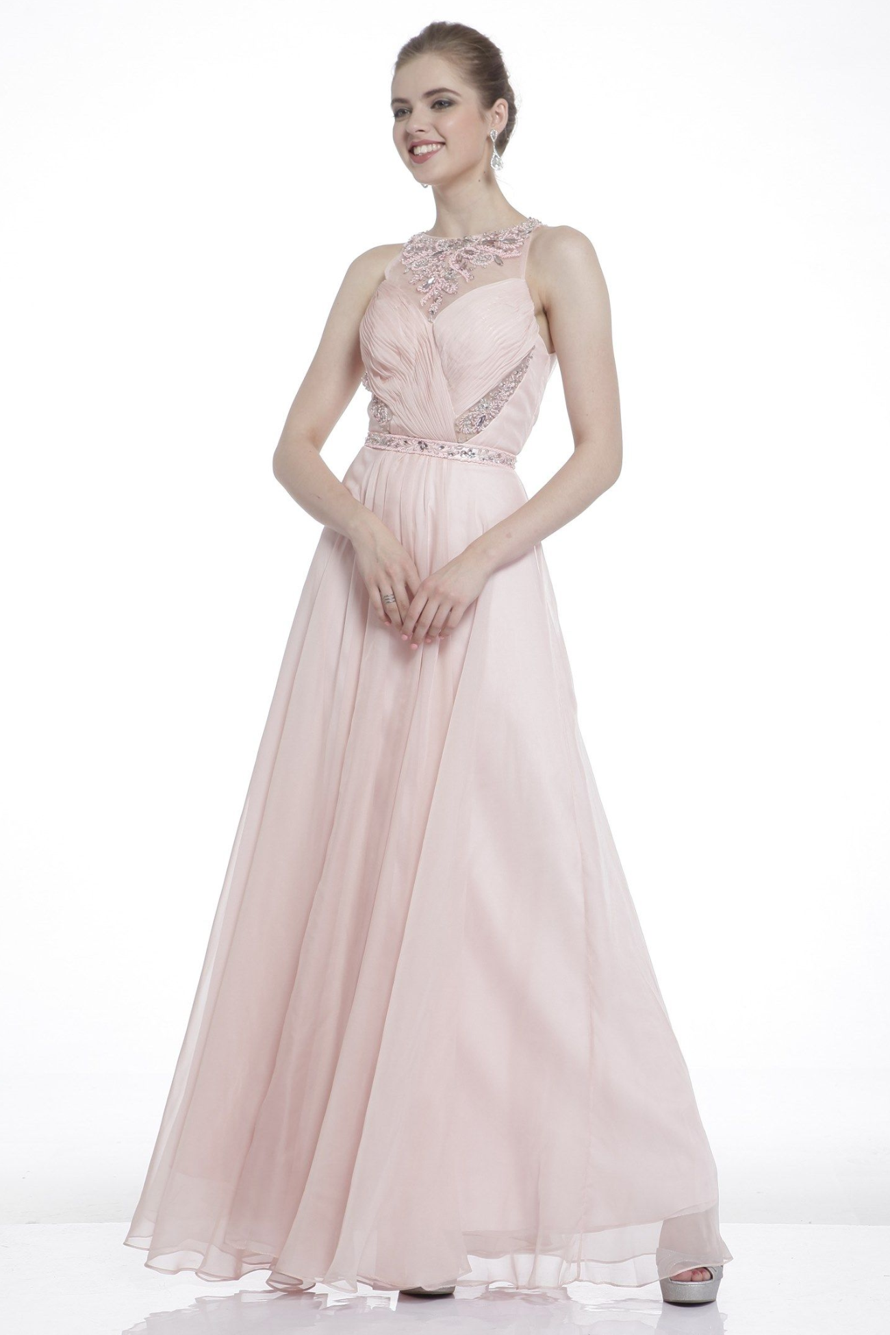 A-Line Gown with Delicate Jewel Neckline-3