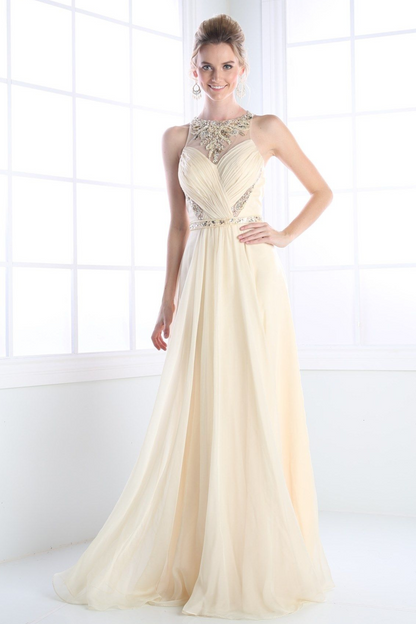 A-Line Gown with Delicate Jewel Neckline-0