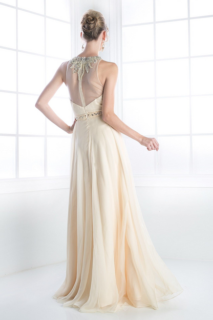 A-Line Gown with Delicate Jewel Neckline-1