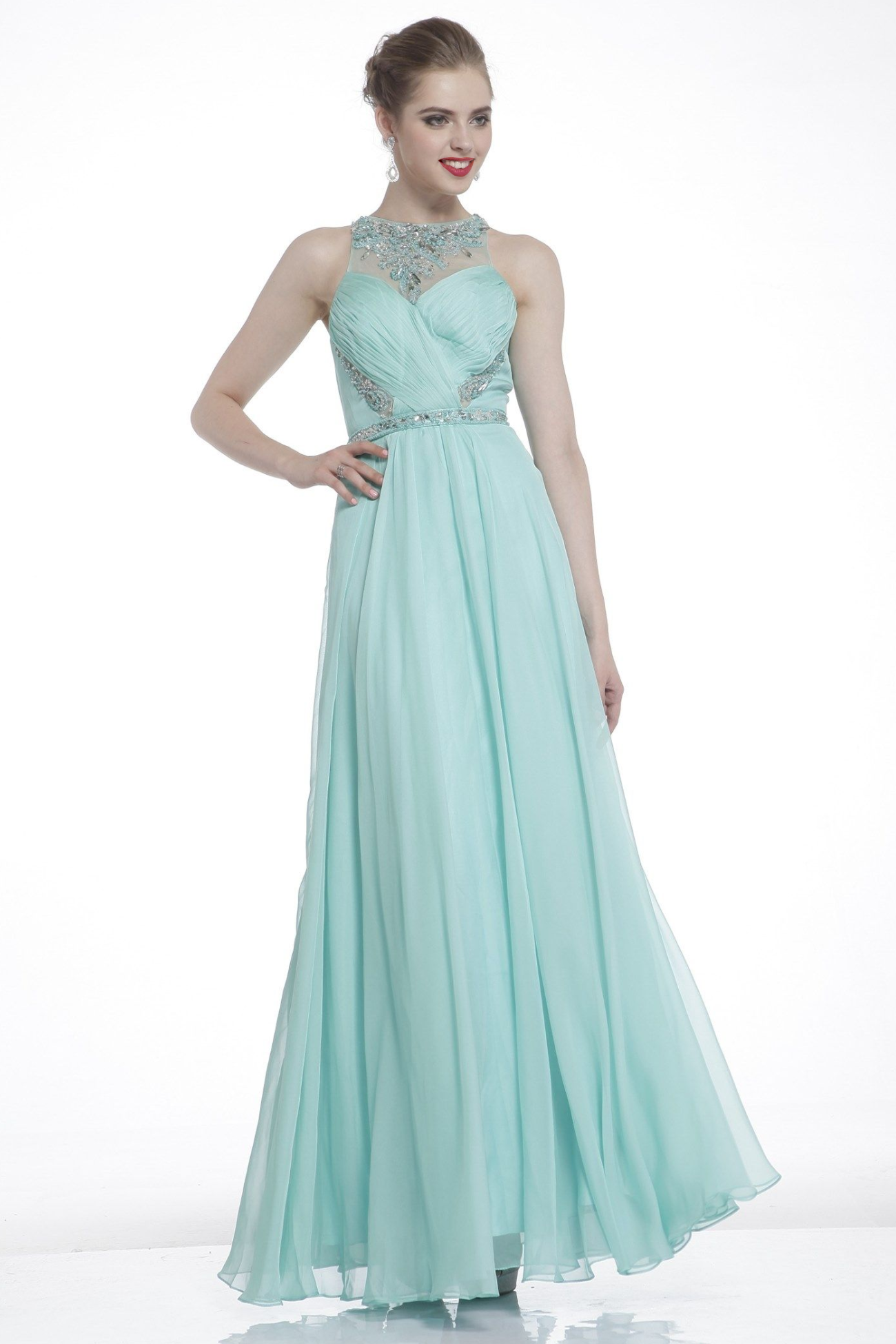 A-Line Gown with Delicate Jewel Neckline-2