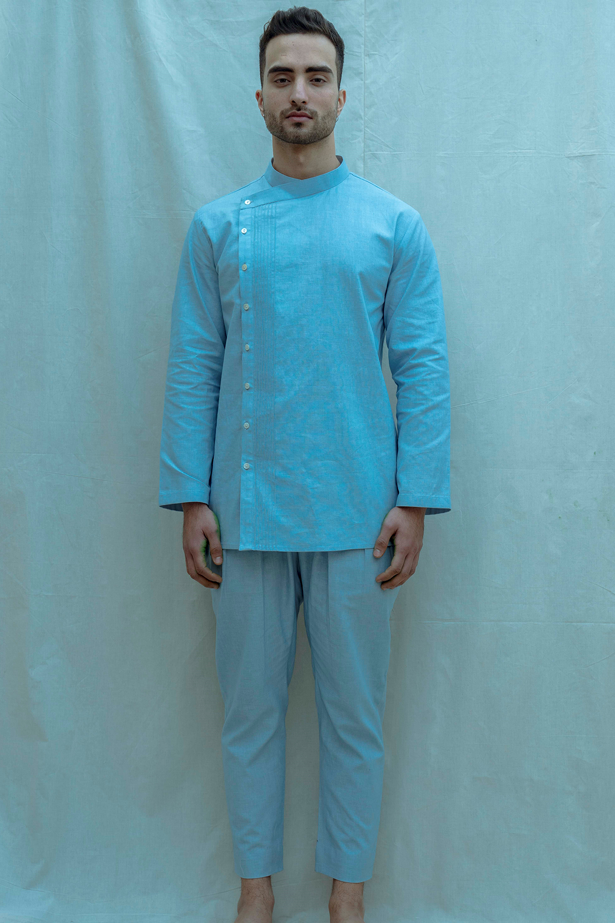 Overlapped Pintuck Short Kurta Set-0