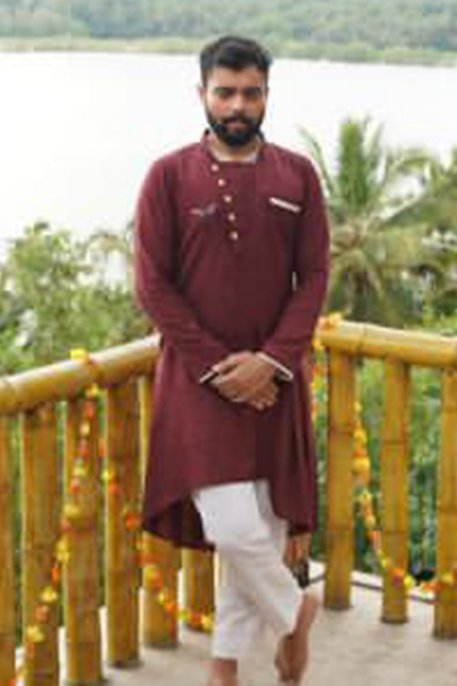 Nipin Tharoor -2 Wine Kurta With Off White Pant Set-1