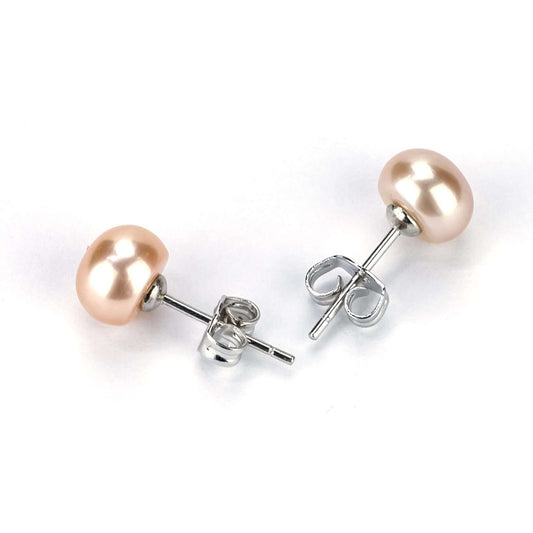 Freshwater Pink Pearl Freemantle Stud Earrings 8-9 mm AAA-0