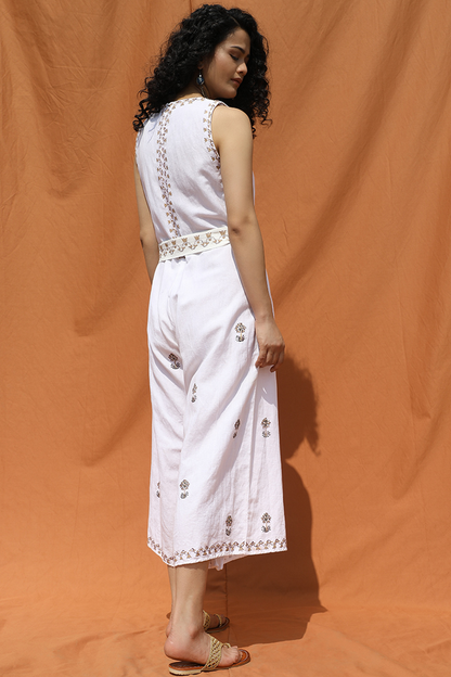 Block Printed White Jumpsuit-2