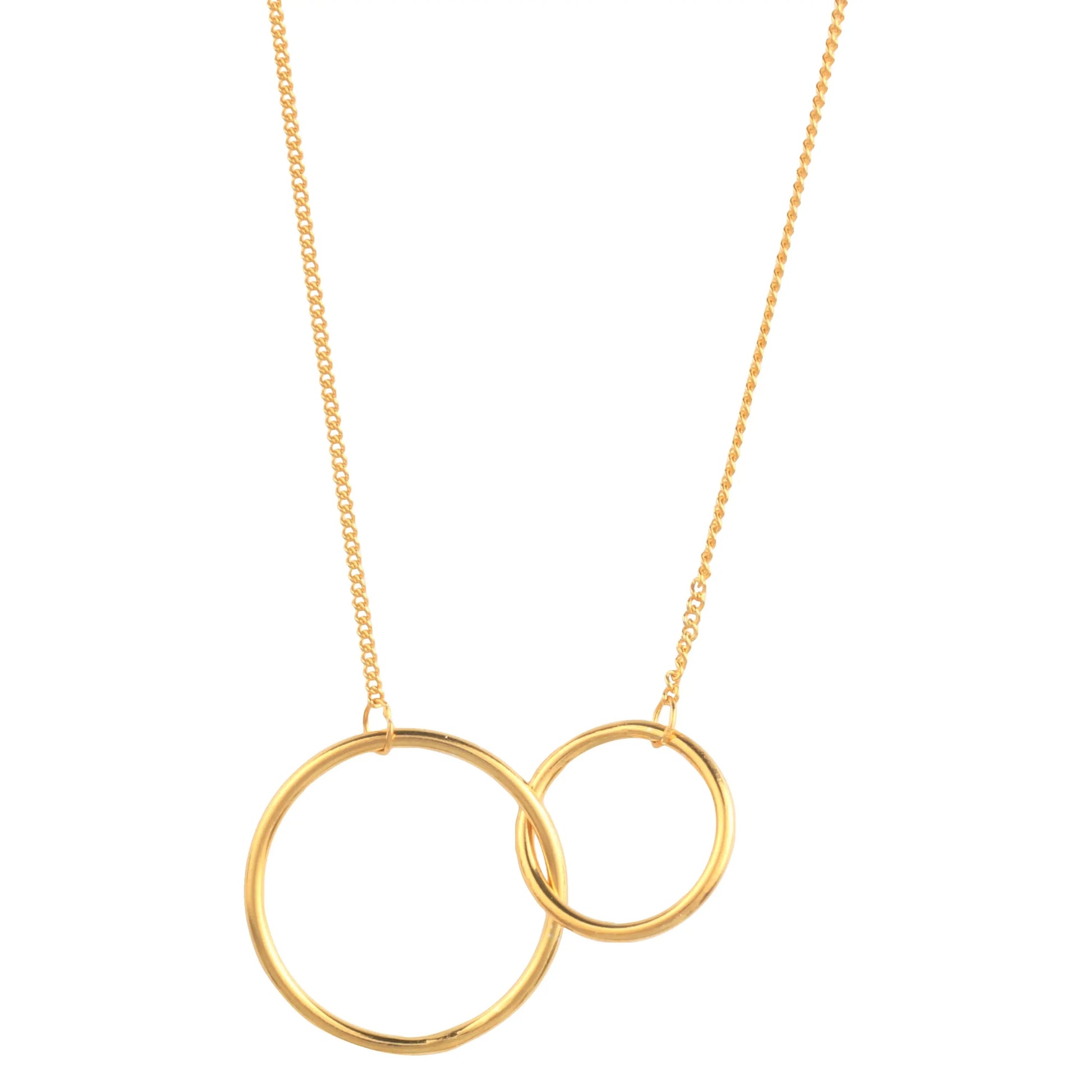 14K Gold Plated Two Circle Interlocking Pendant Necklace-1