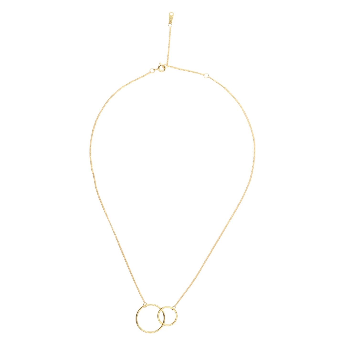 14K Gold Plated Two Circle Interlocking Pendant Necklace-3