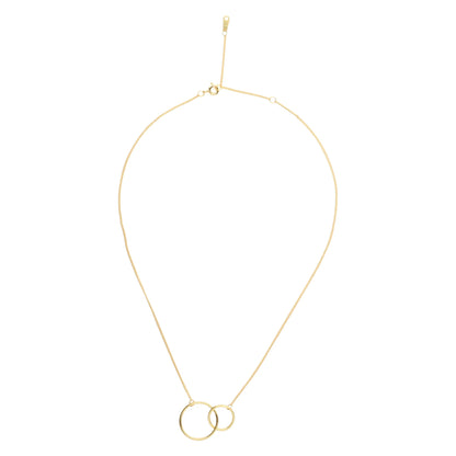 14K Gold Plated Two Circle Interlocking Pendant Necklace-3