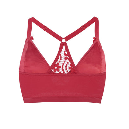 Passion Red - Lace Organic Cotton & Silk Bralette-4