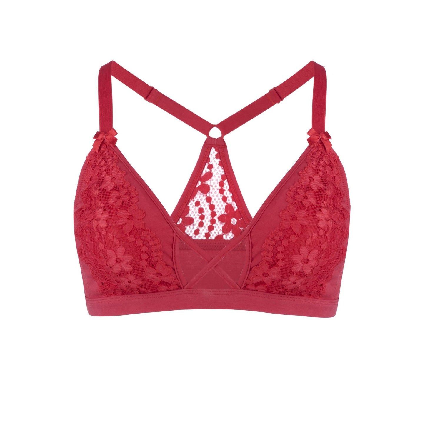 Passion Red - Lace Organic Cotton & Silk Bralette-3