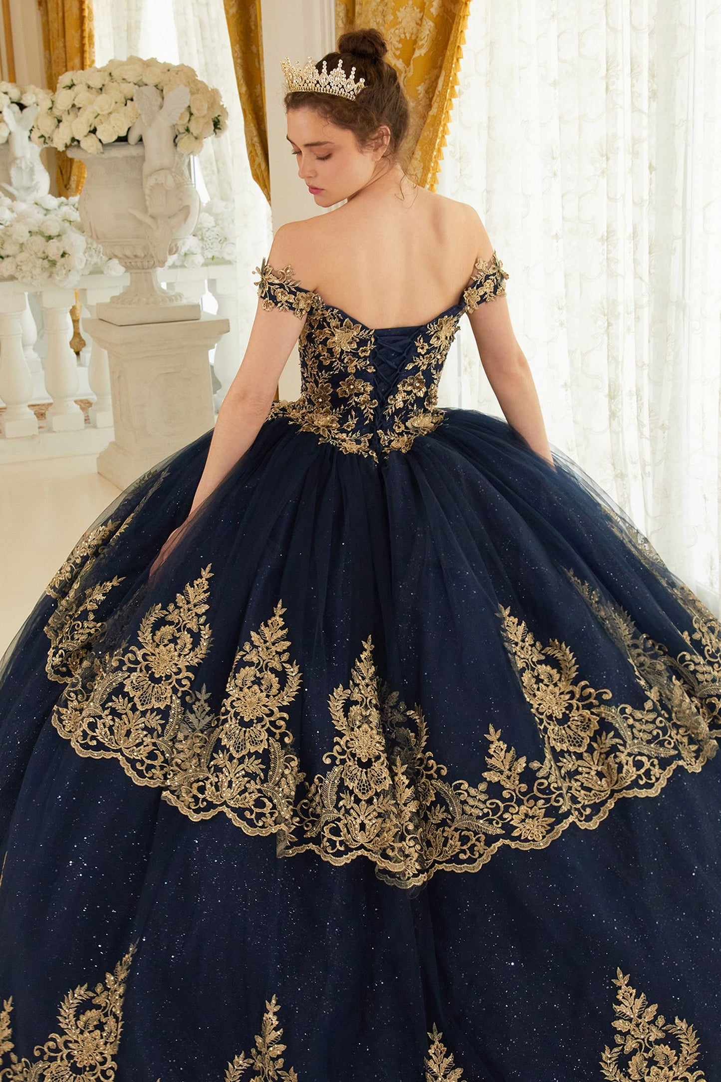 Layered Lace Quinceanera Ball Gown-3