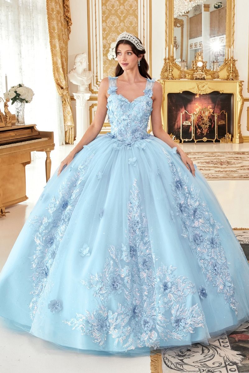 Off the Shoulder Floral Appliqued Ball Gown-2