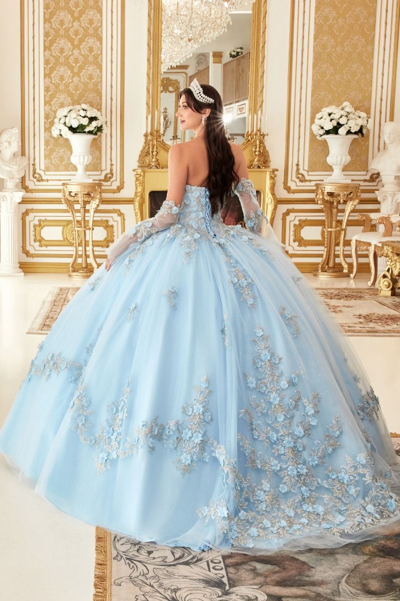 Layered Tulle Ball Quinceanera Gown With Floral Applique-2