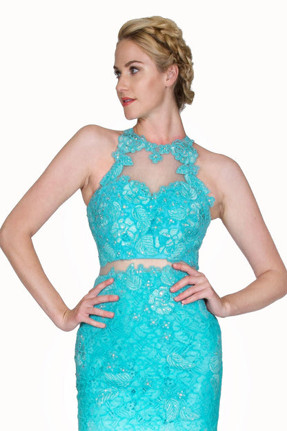 Beaded Lace Sheath Dress-0