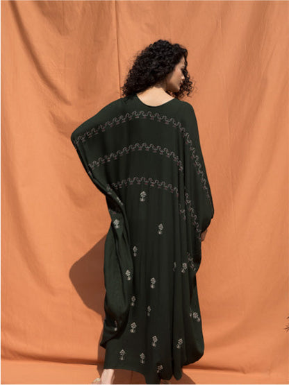 The Elizabeth- Block Printed Black Kaftan-1