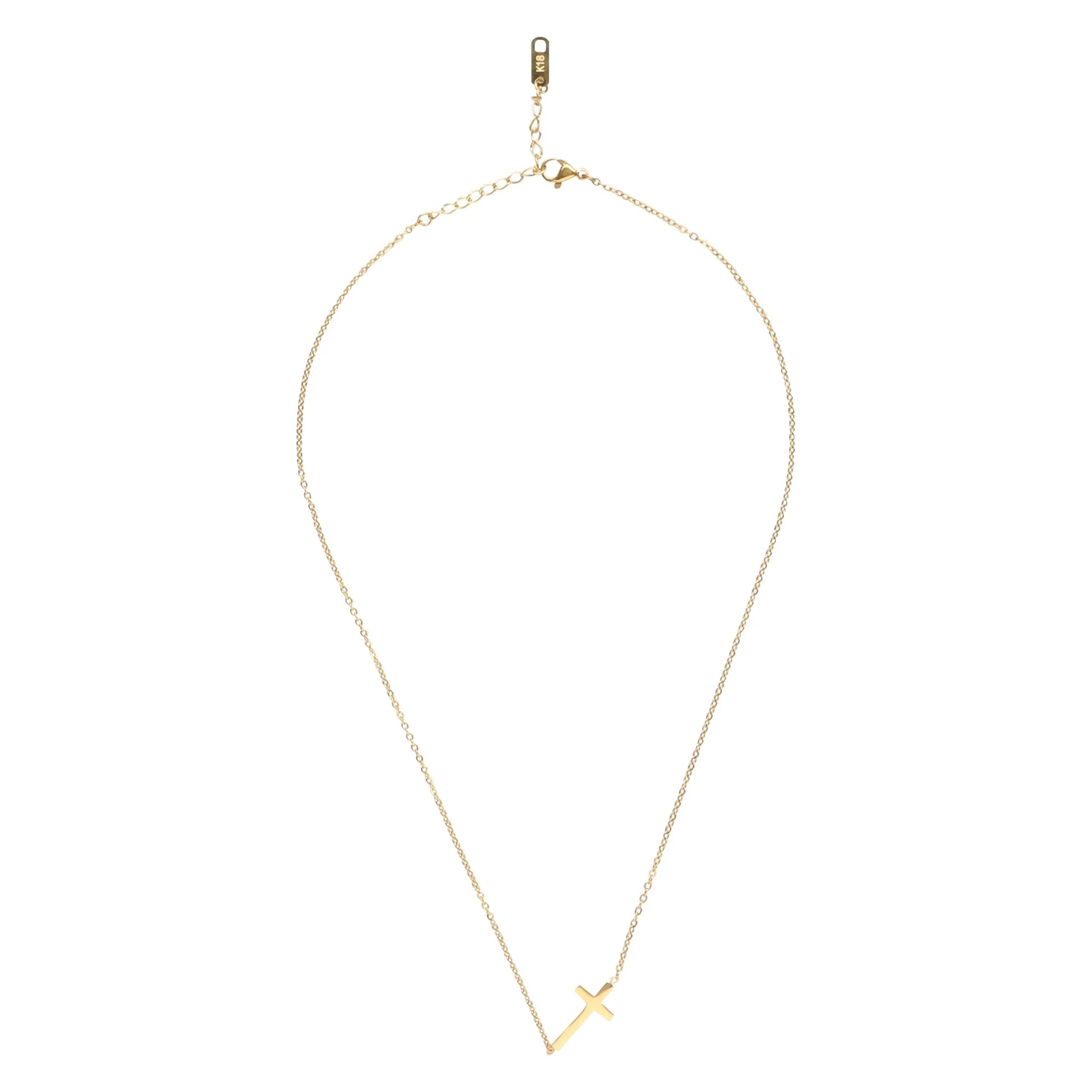 14K gold necklace | Gold Plated Cross Pendant Necklace-3