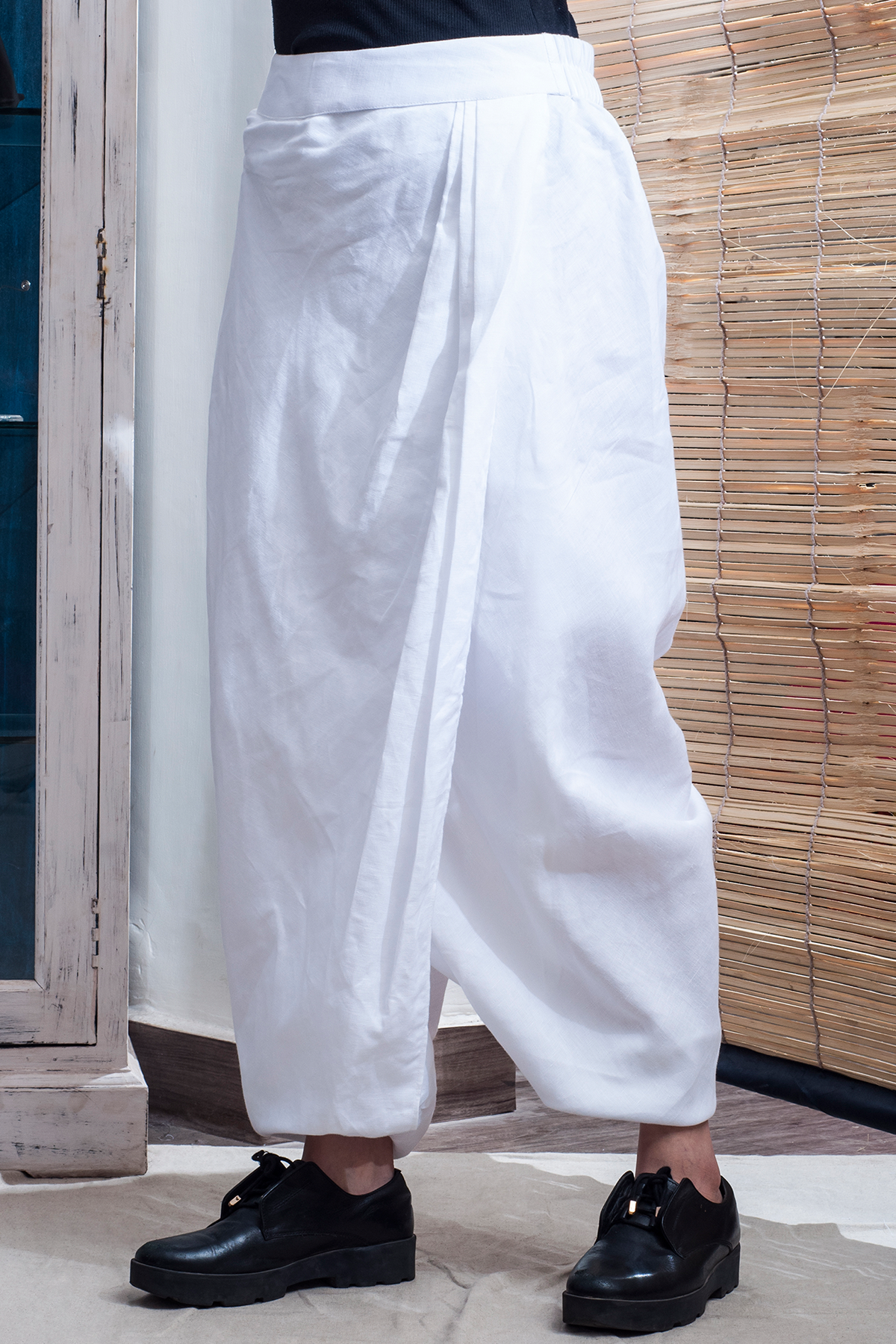 Philly- White Overlap Dhoti Pants-1