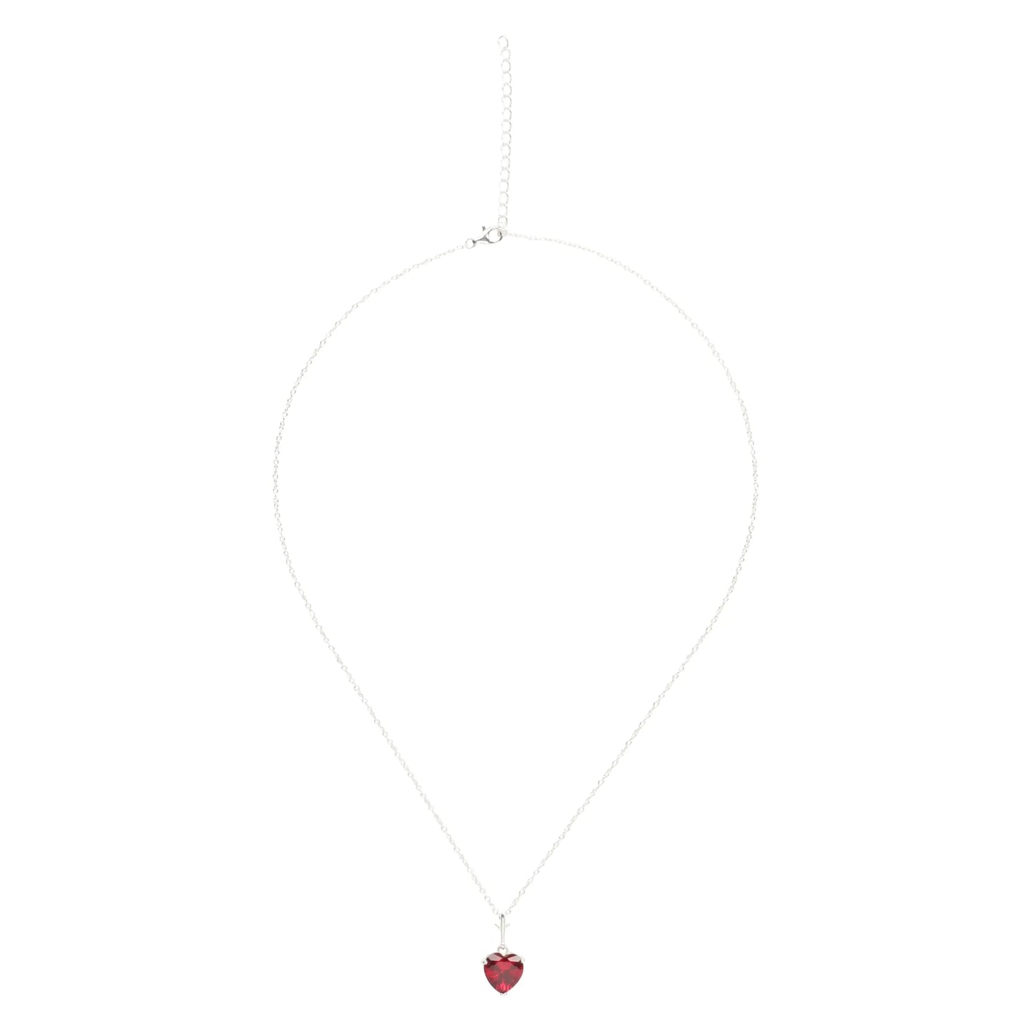 925 Sterling Silver Necklace Red Heart Pendant-3