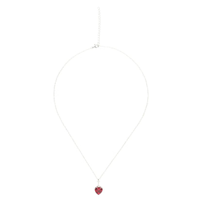 925 Sterling Silver Necklace Red Heart Pendant-3