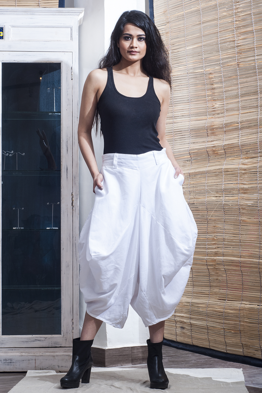 Eshna - White Dhoti Pants-0