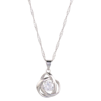 Round Knot Pendant Necklace with Cubic Zirconia-1