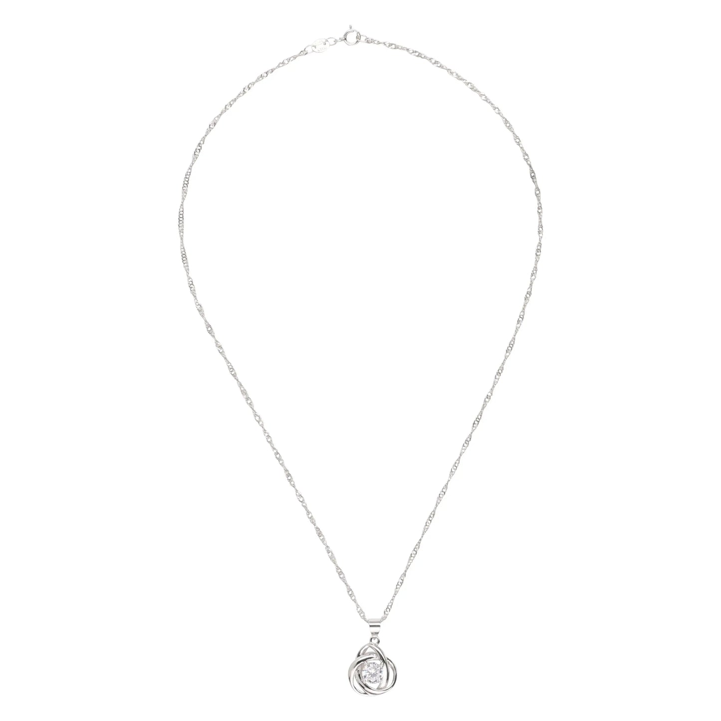 Round Knot Pendant Necklace with Cubic Zirconia-3