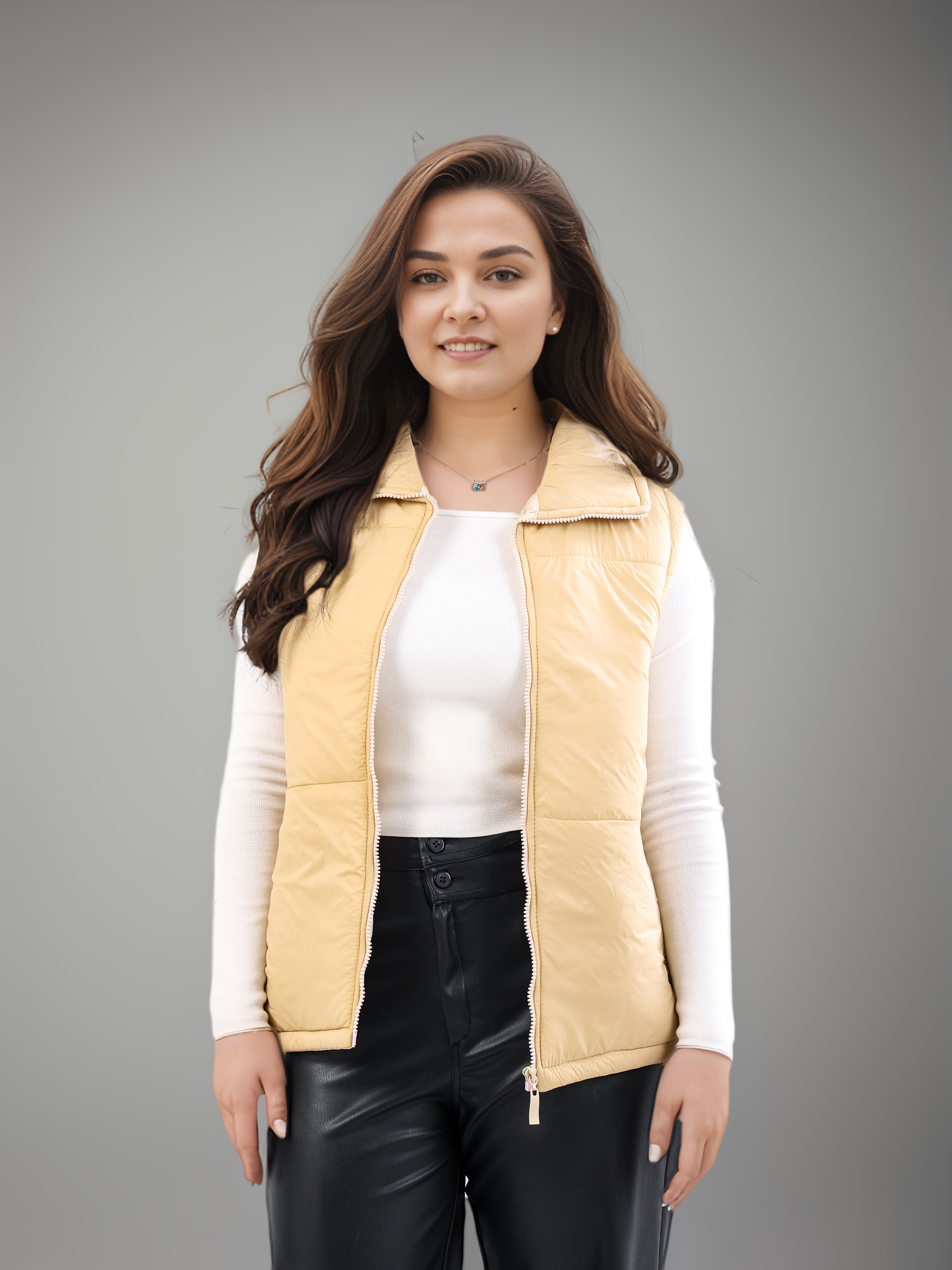 Puffer Vest - Light Beige-0