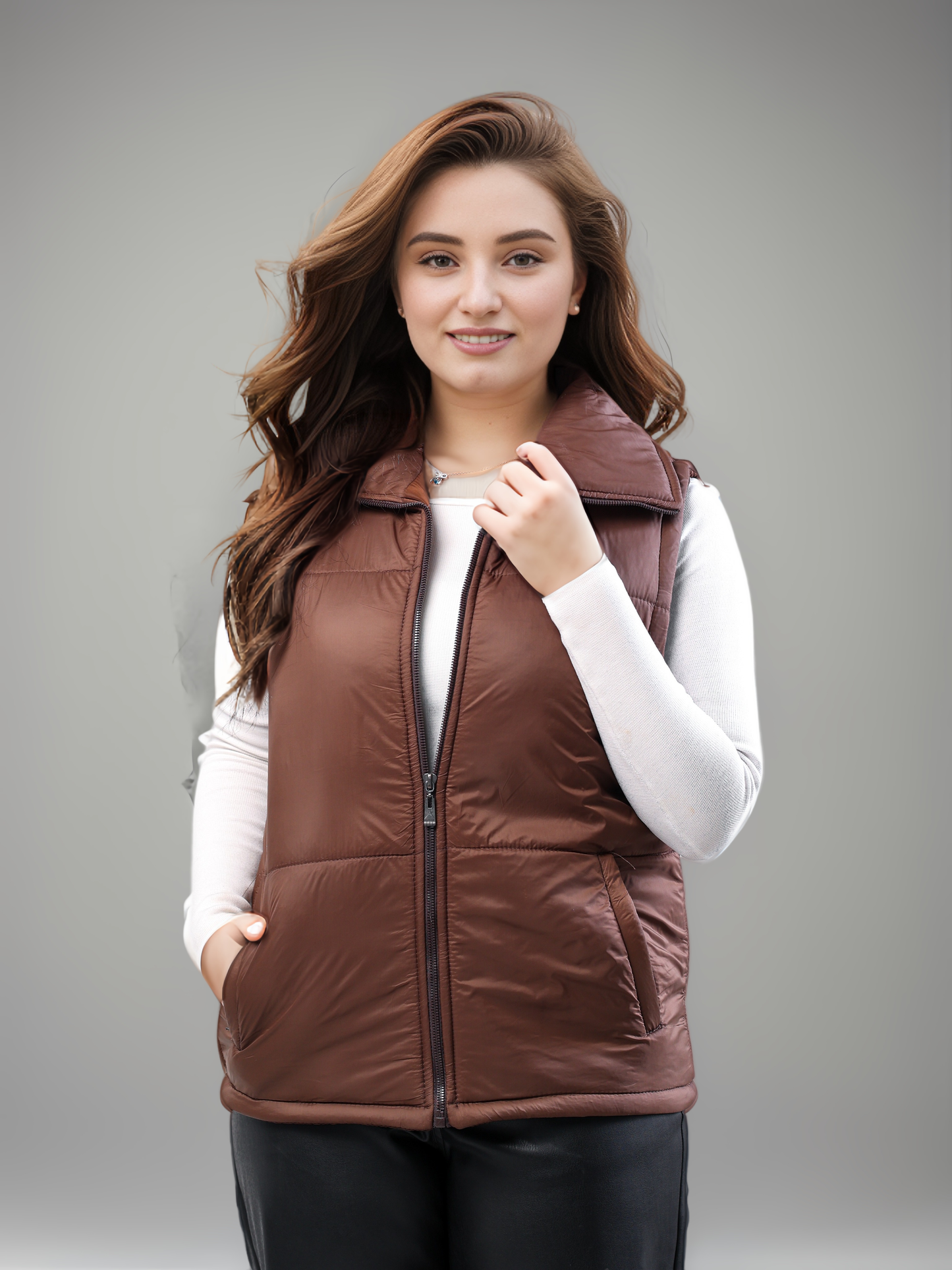 Puffer Vest - Dark Brown-0