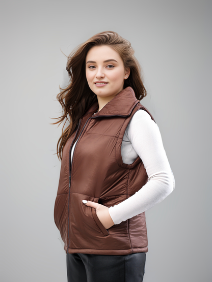 Puffer Vest - Dark Brown-2