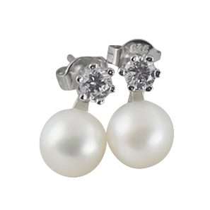 Freshwater White Pearls Hawthorn Earrings 6-7 mm AA-0