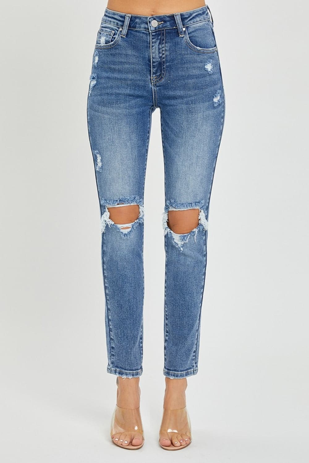 Risen Full Size High Rise Knee Distressed Skinny Jeans-4