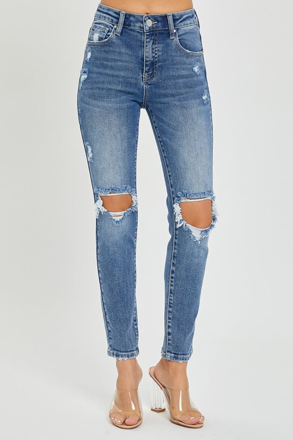 Risen Full Size High Rise Knee Distressed Skinny Jeans-3