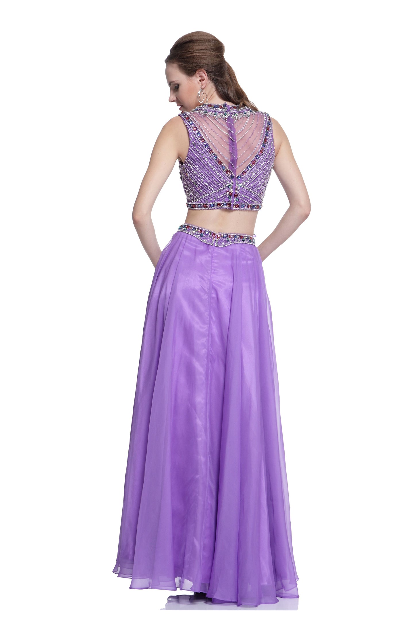 Beaded 2 Piece Chiffon Dress-1