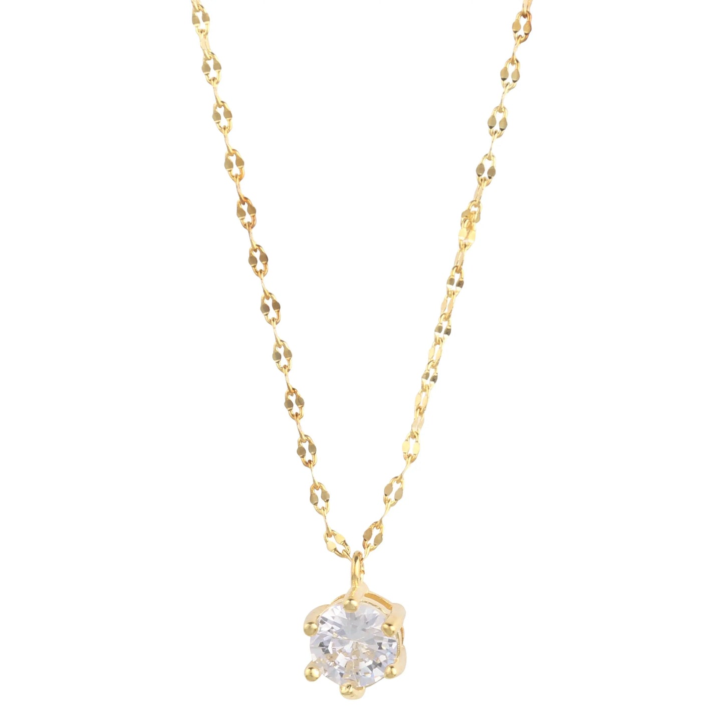 14K Gold Plated Solitaire Necklace-1