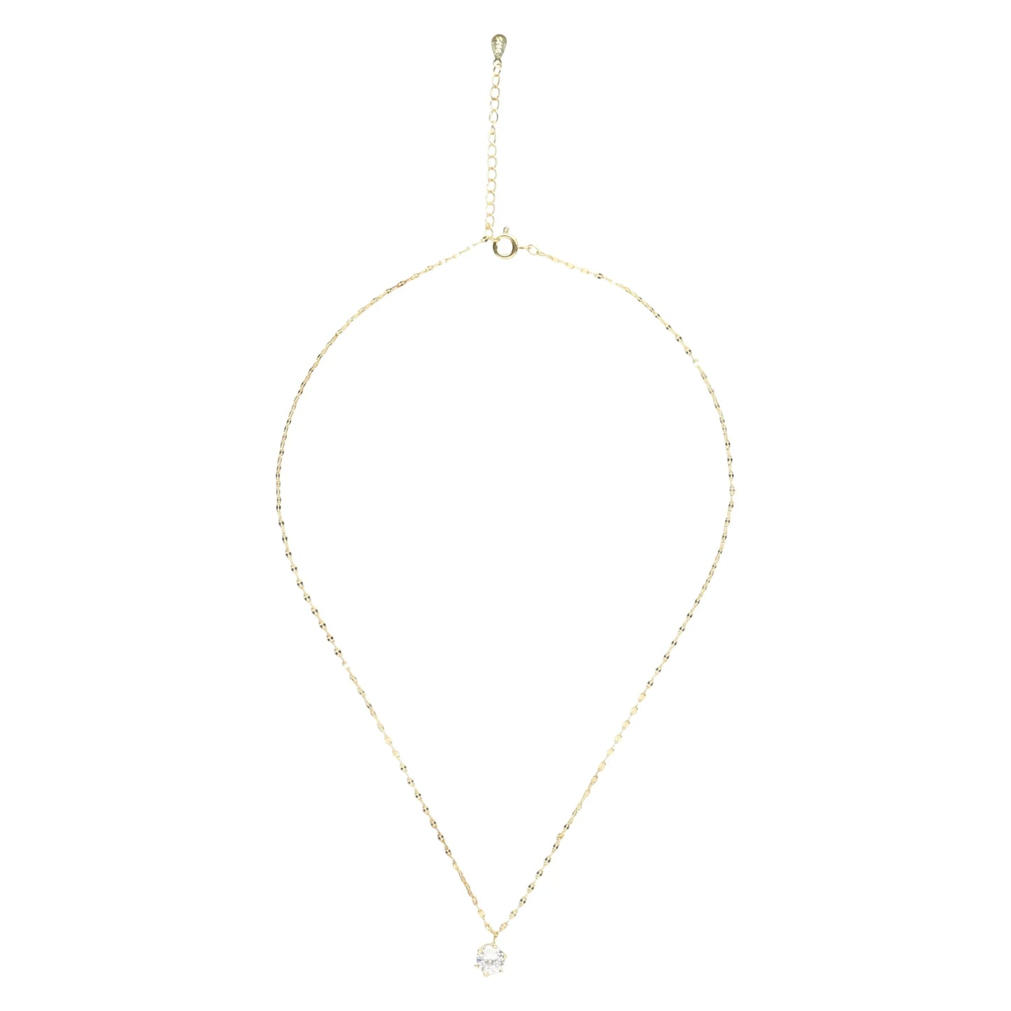 14K Gold Plated Solitaire Necklace-3