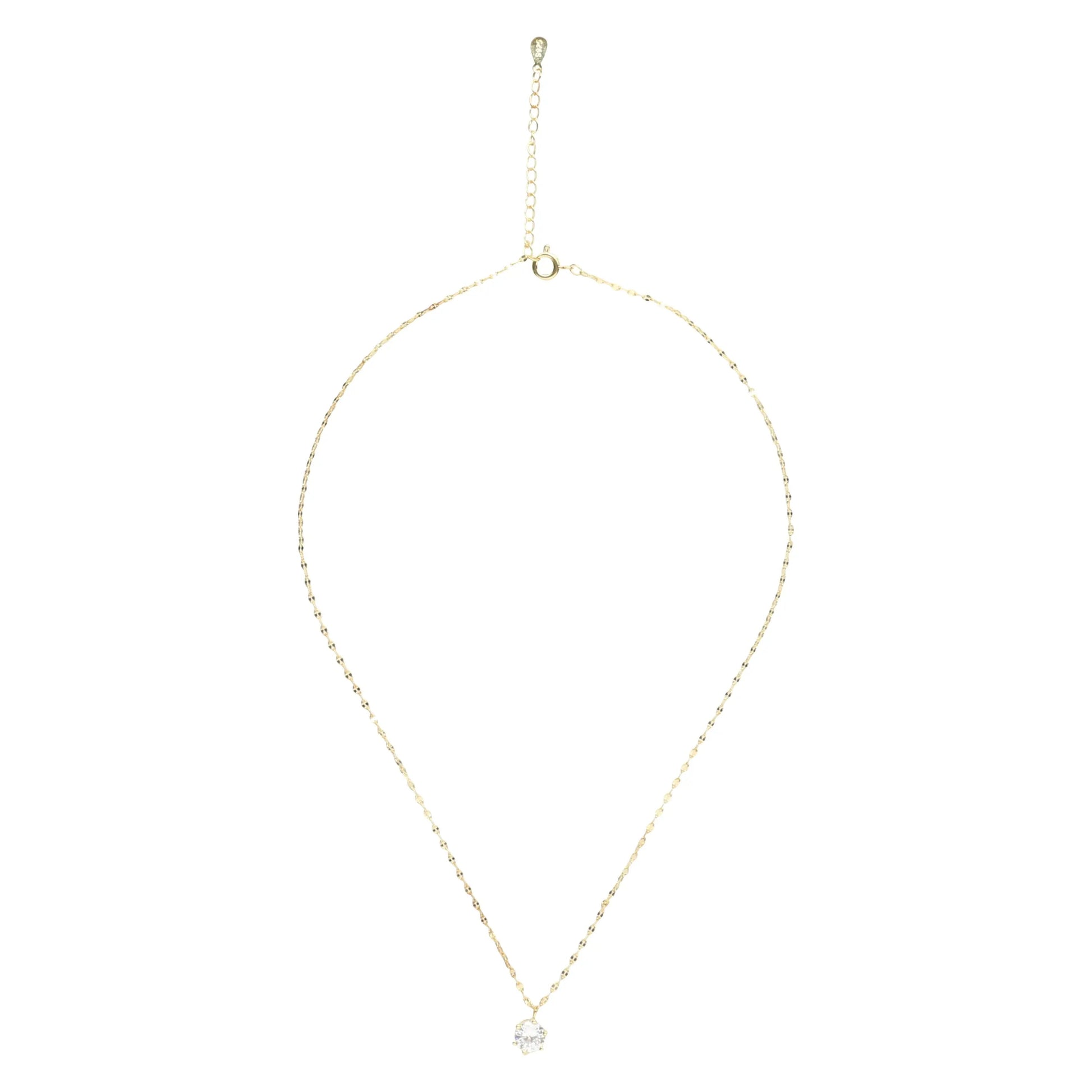 14K Gold Plated Solitaire Necklace-3