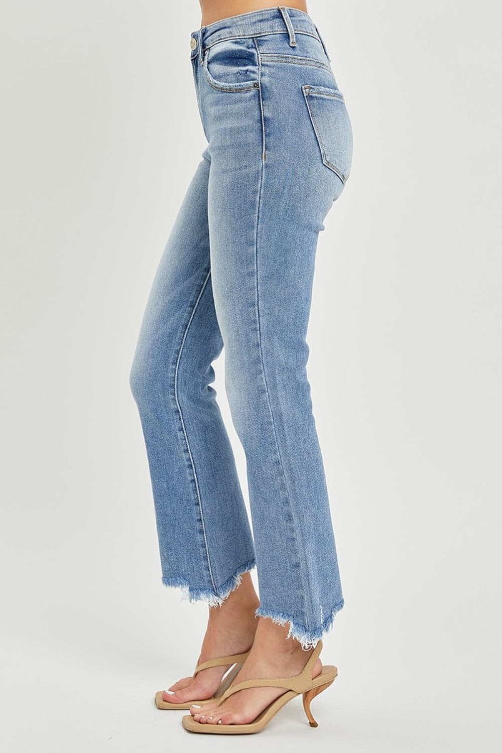 RISEN Full Size Frayed Hem Cropped Straight Jeans-2