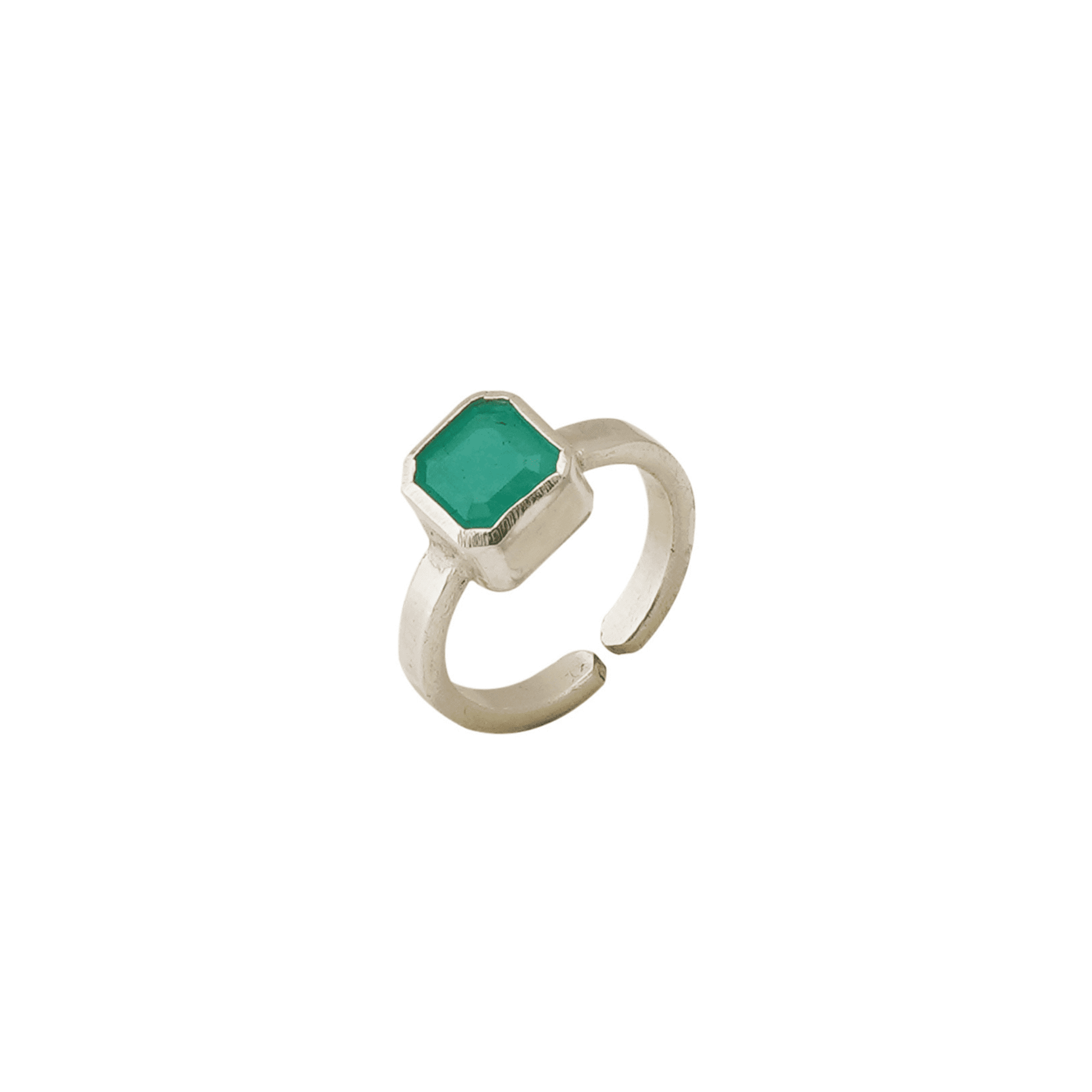 2.5 CT Square Emerald ring in Italian Silver size 7 adjustable-0