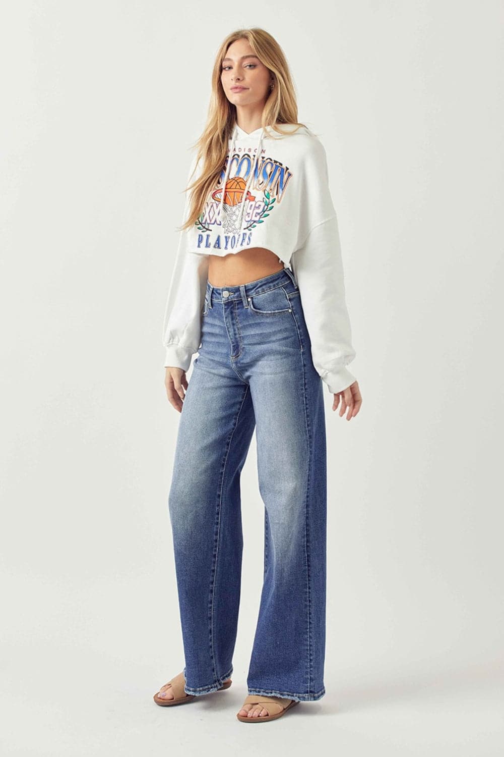 Risen Full Size High Rise Wide Leg Jeans-4