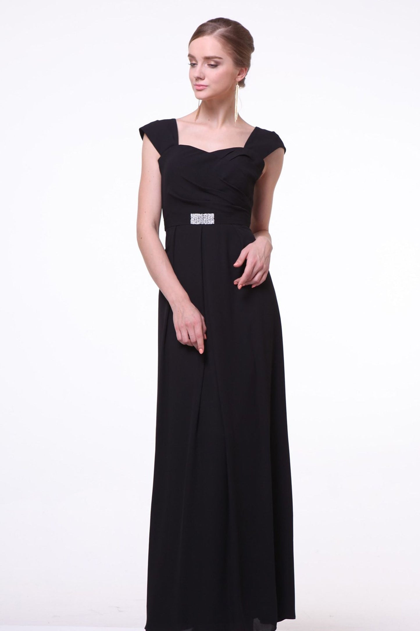 A-line dress with queen anne neck-0