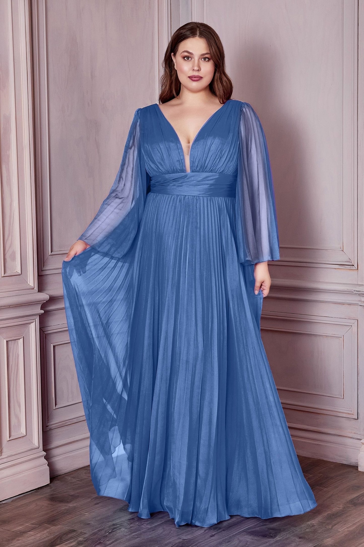 Long Sleeve Chiffon Gown-2