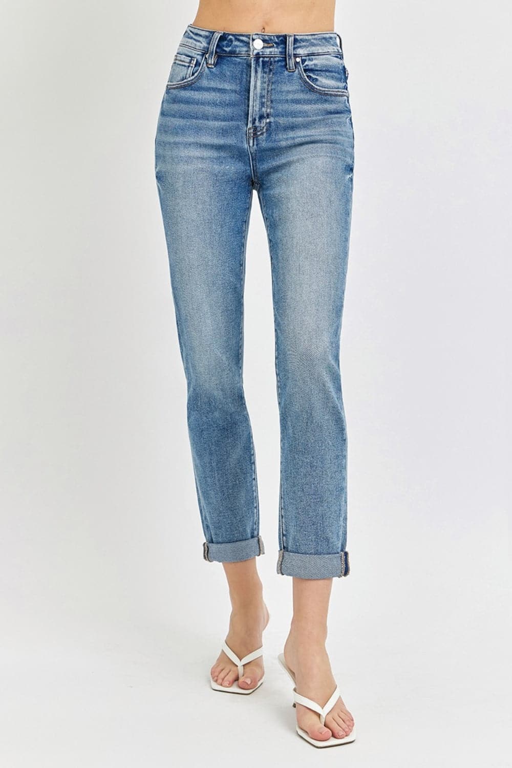 Risen Full Size High Rise Cropped Roll Up Jeans-4