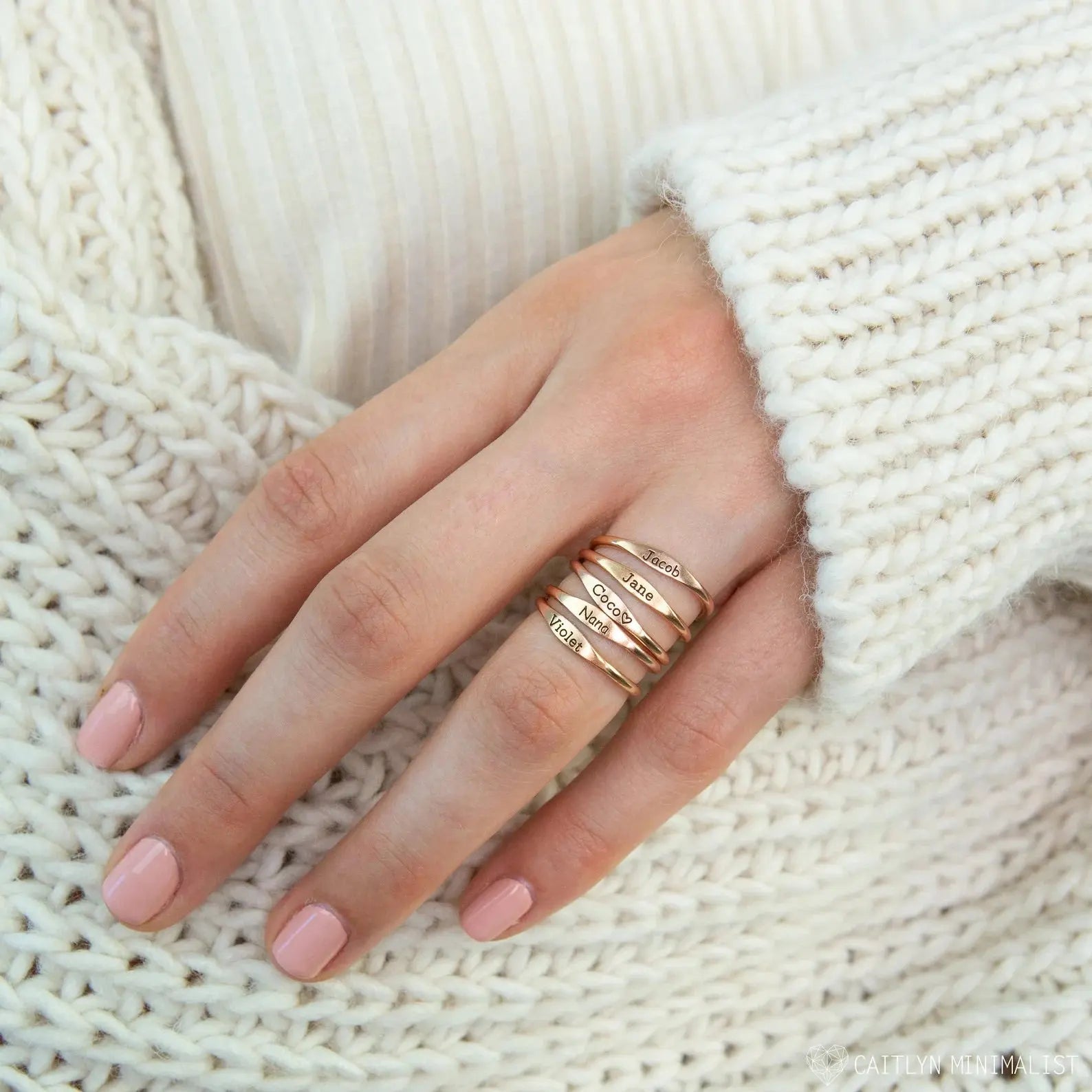 Tiny Name Ring - Minimalist Ring - delicate ring-0