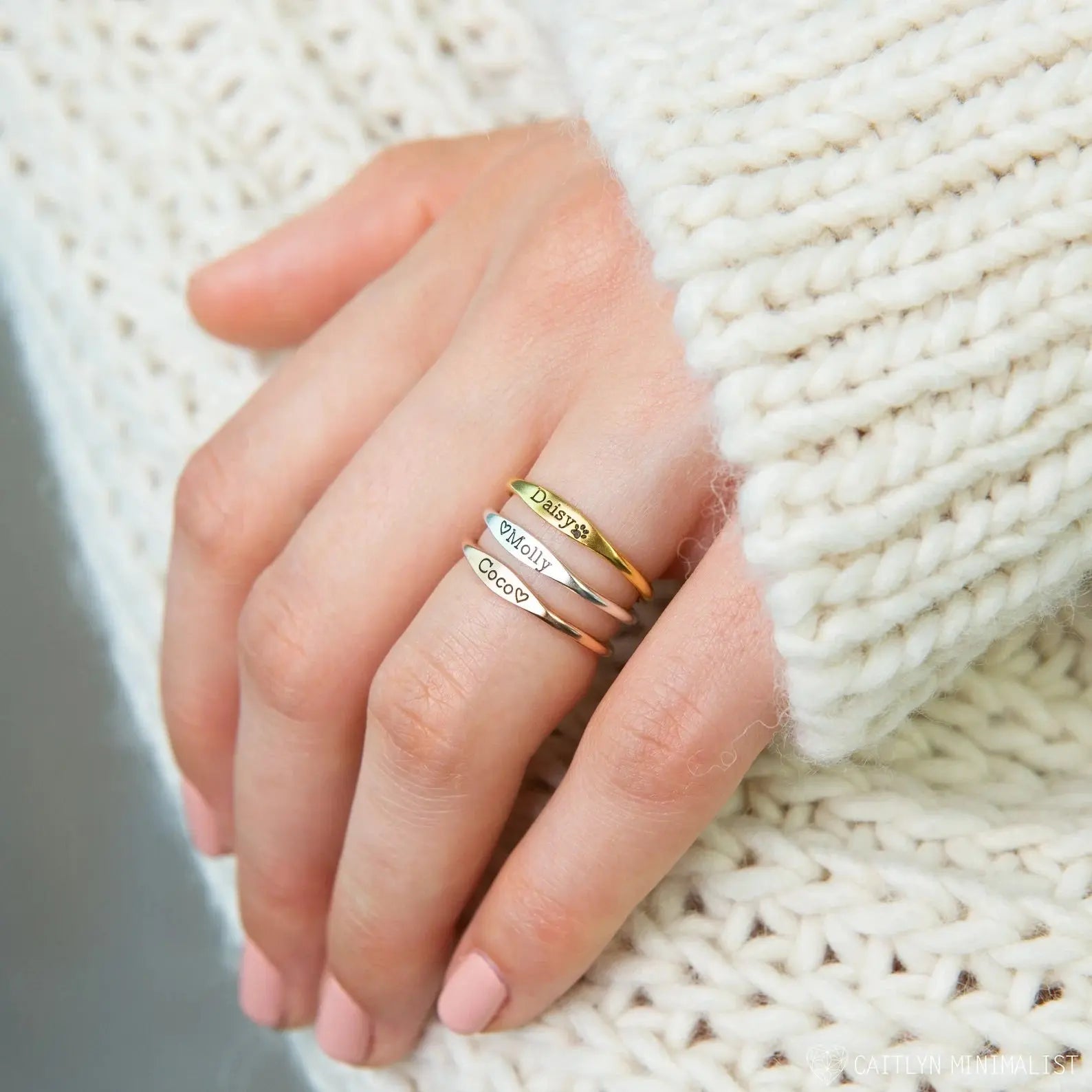 Tiny Name Ring - Minimalist Ring - delicate ring-4