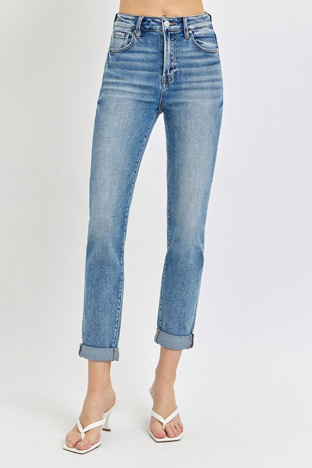 Risen Full Size High Rise Cropped Roll Up Jeans-3