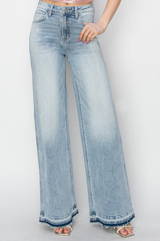 Risen Full Size High Rise Wide Leg Jeans-0